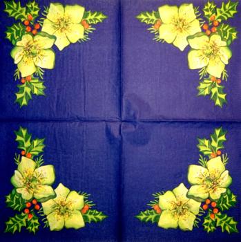 119 Weihnachten Blumen - 3-lagig(creme) - MOLCA